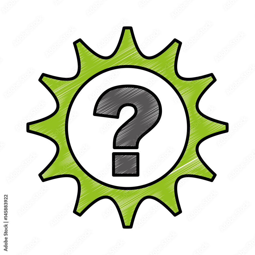 gear machine with question isolated icon vector illustration design