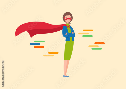 A superwoman woman, her arms folded.
