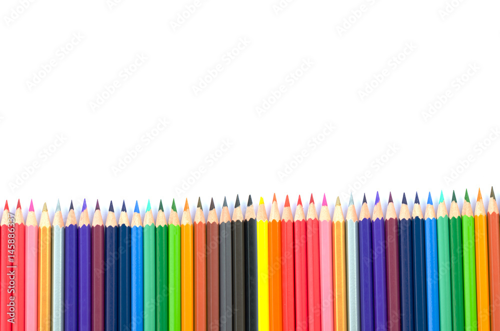 Color pencils isolated on white background.Close up Color pencils isolated on white background.Close up