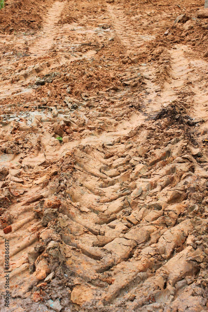 tractor track on sandy soil tractor track on sandy soil