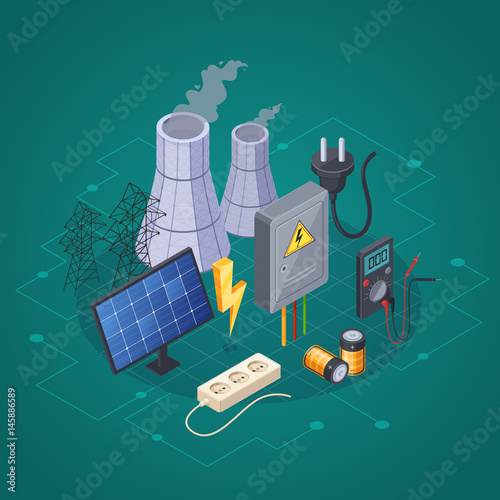 Electricity Isometric Composition