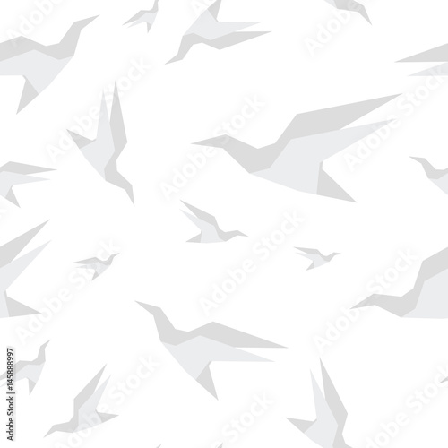 White birds Geometric flat style Seamless pattern