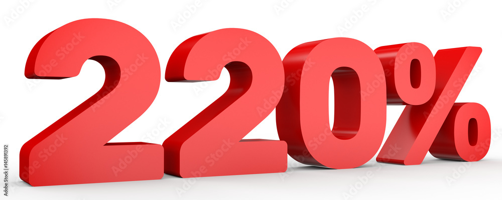 Two hundred and twenty percent. 220 %. 3d illustration. Two hundred and twenty percent. 220 %. 3d illustration.
