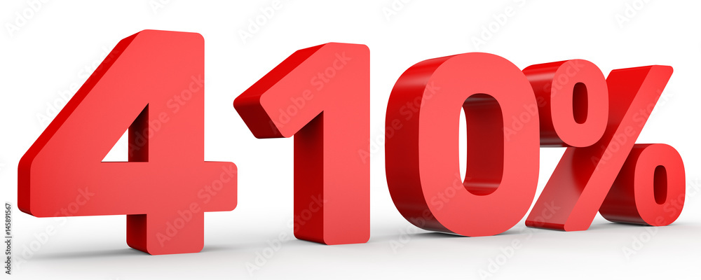 Four hundred and ten percent. 410 %. 3d illustration. Four hundred and ten percent. 410 %. 3d illustration.