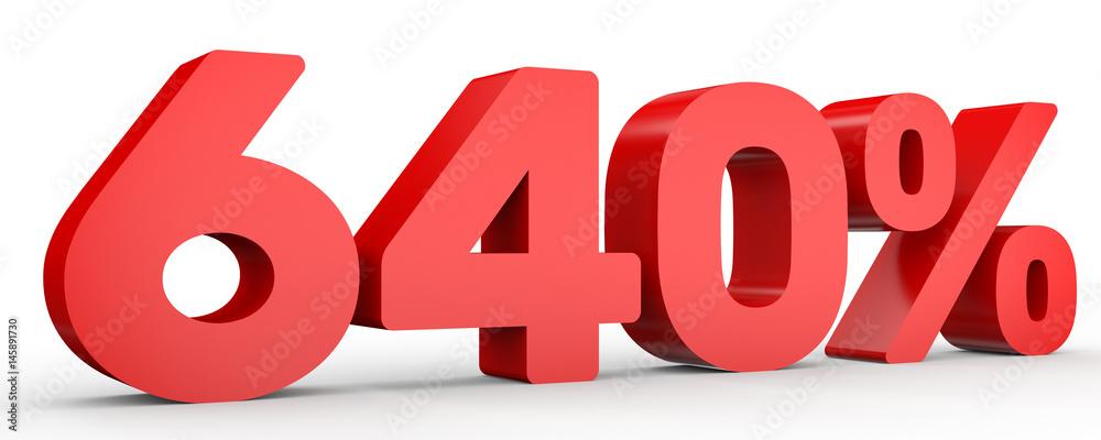 Six hundred and forty percent. 640 %. 3d illustration. Six hundred and forty percent. 640 %. 3d illustration.