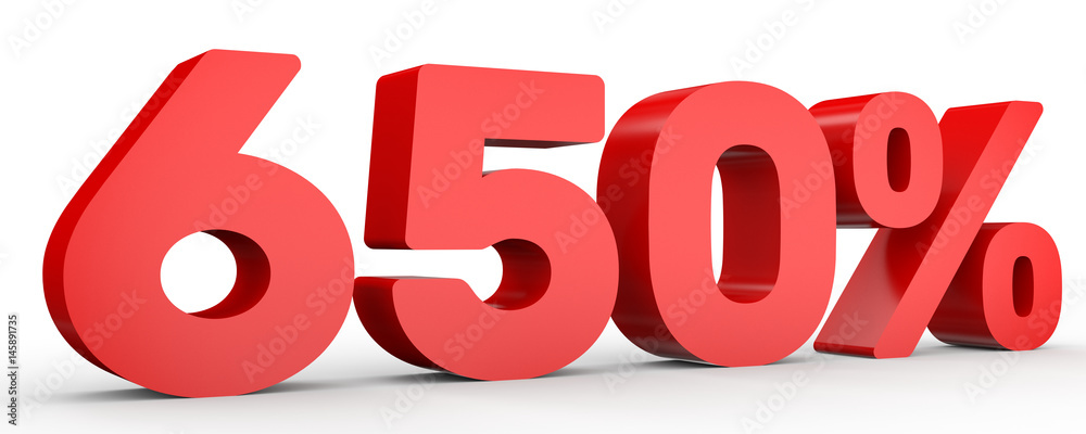 Six hundred and fifty percent. 650 %. 3d illustration. Six hundred and fifty percent. 650 %. 3d illustration.