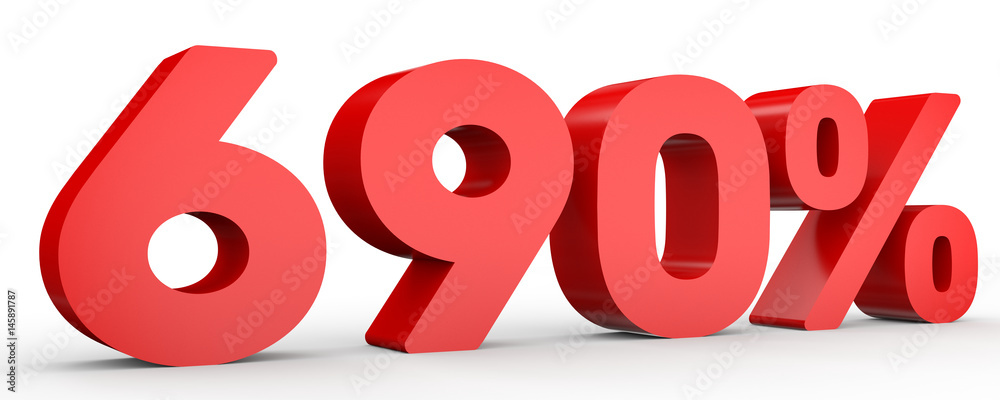 Six hundred and ninety percent. 690 %. 3d illustration. Six hundred and ninety percent. 690 %. 3d illustration.