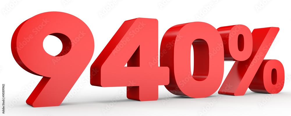 Nine hundred and forty percent. 940 %. 3d illustration. Nine hundred and forty percent. 940 %. 3d illustration.