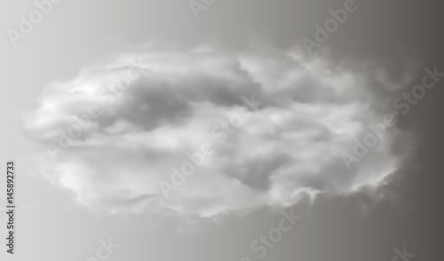 The realistic effect of fog, smoke, cloud, smog. White cloud on a gray background isolated. Vector illustration.
