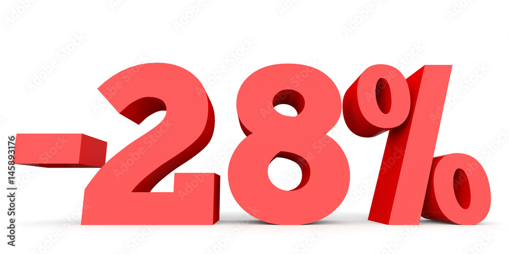 Minus twenty eight percent. Discount 28 %. Minus twenty eight percent. Discount 28 %.