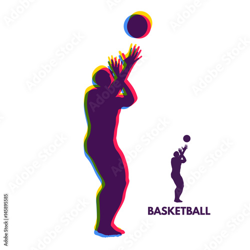 Basketball player with ball. Sport Symbol. Design Element. Vector Illustration.