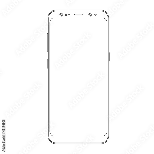 Outline drawing modern smartphone. Elegant thin line style design.