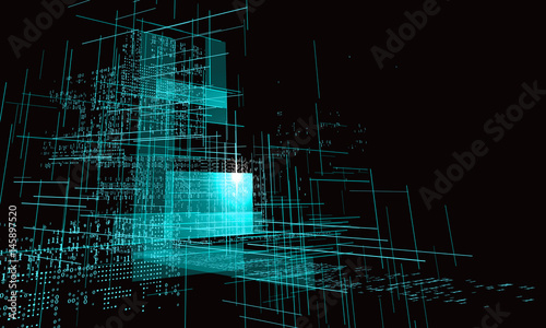 A high - rise graphic design consisting of binary numbers.