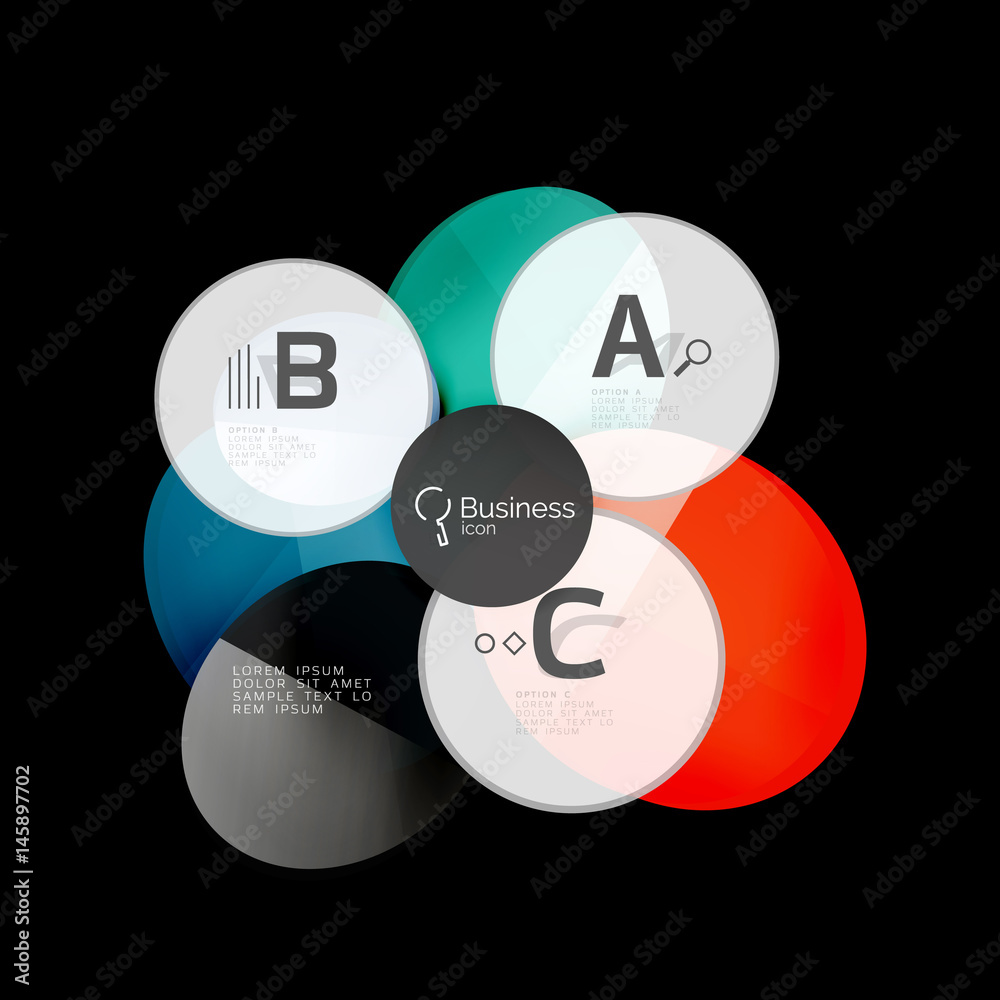 Glass color circles - infographic elements on black Glass color circles - infographic elements on black