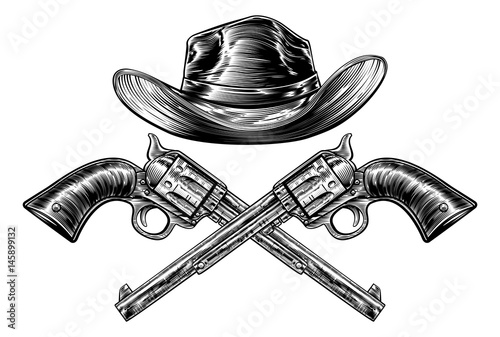 Cowboy Hat and Crossed Guns
