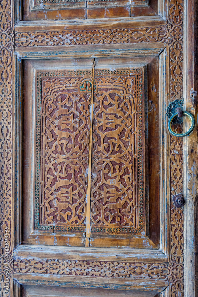 Old wooden carved door