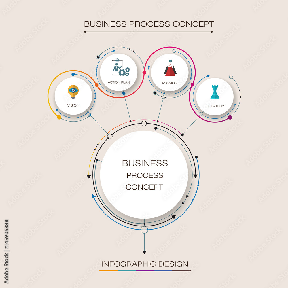 Vetor de Vector Infographic 3D circle label design with arrows sign and ...