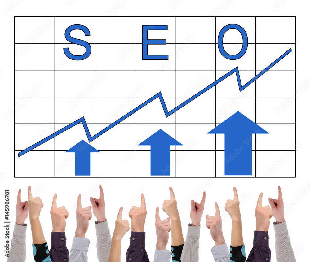 Seo concept pointed by several fingers Seo concept pointed by several fingers