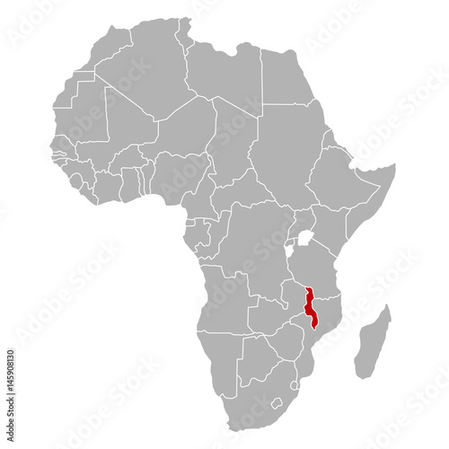 Malawi auf Afrika Karte