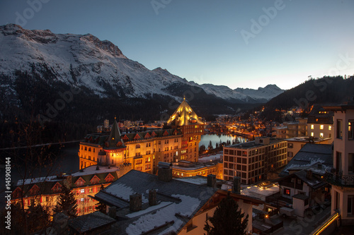 At dawn. Amazing mountain scenery from St. Moritz, Switzerland