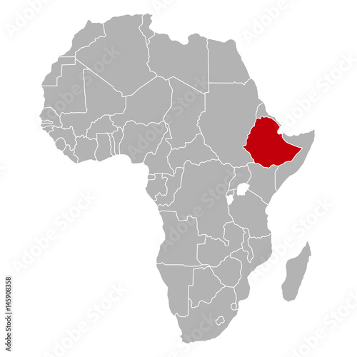 Äthiopien auf Afrika KArte