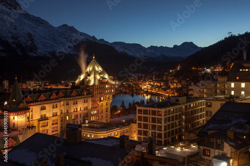 At dawn. Amazing mountain scenery from St. Moritz, Switzerland