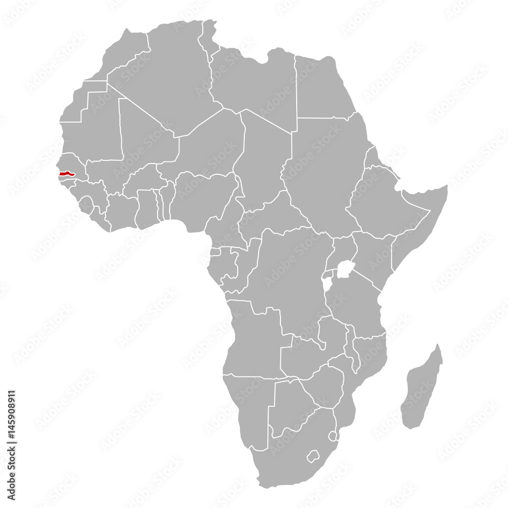 Gambia auf Afrika Karte