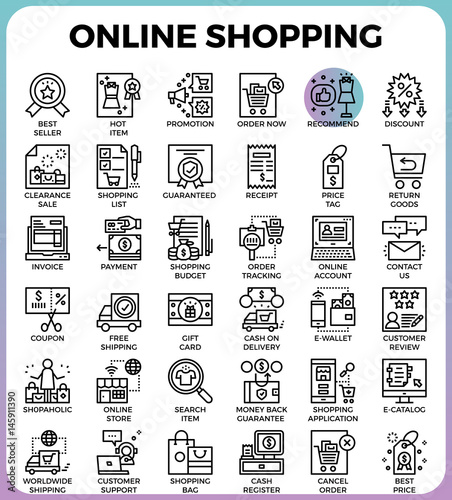 Online shopping icons