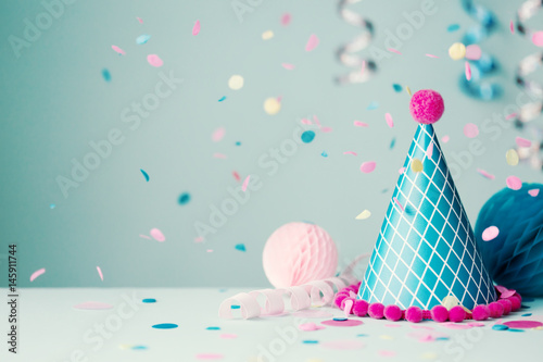Photography Party hat and falling confetti
