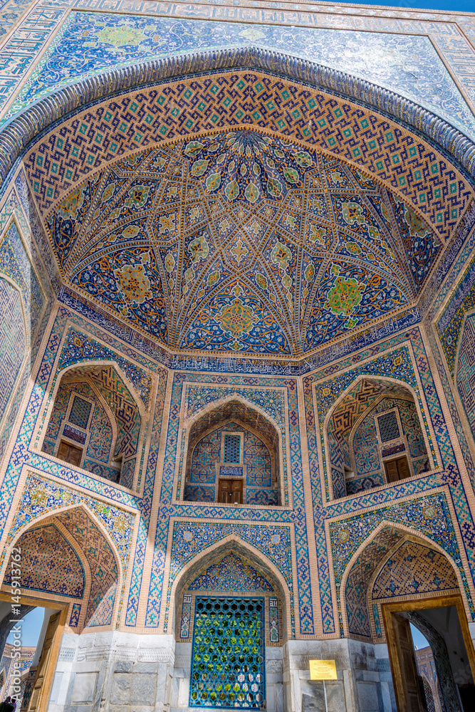 Colorful dome of tilya-kori madrasah, Samarkand Registan