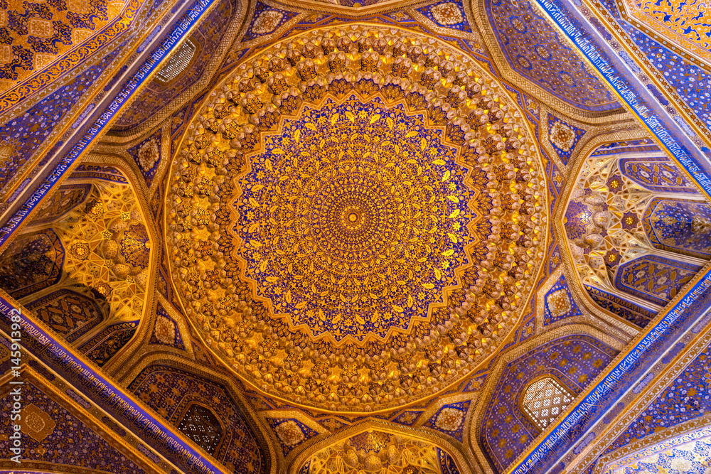 Ceiling, tilya-kori madrasah, Registan, Samarkand