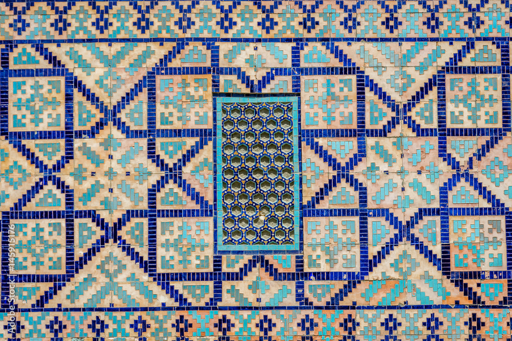 Fototapeta Window at Registan mausoleum, Samarkand, Uzbekistan