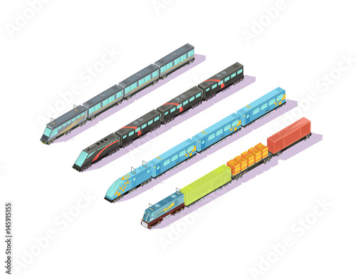 Train Cars In Formation Set