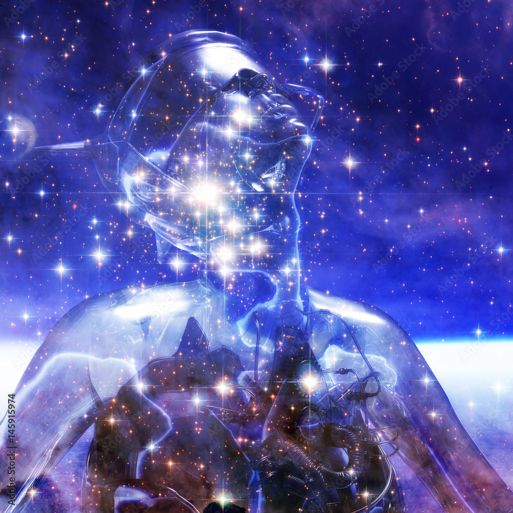 Fototapeta premium 3D Rendering of a Cyborg - Elements of this Image by NASA