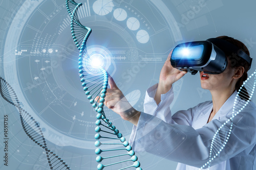 genetic technology concept, gene engineering, 3d rendering, abstract image visual photo