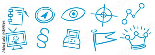 Stick Figure Series Blue Icons / Businessplan Icons