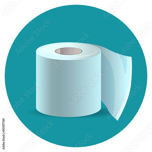 Toilet paper icon on blue web button vector illustration