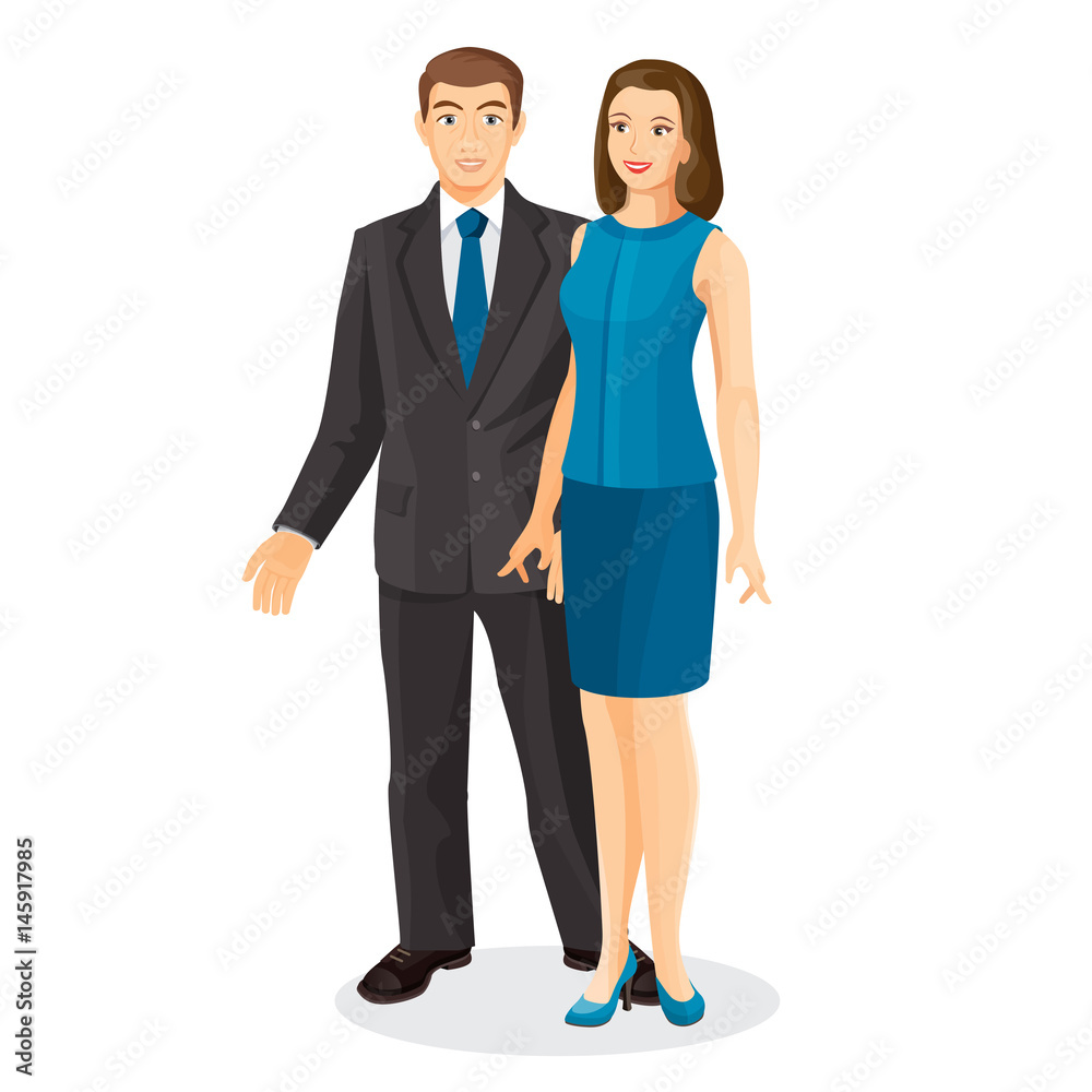 Elegant couple husband and wife vector illustration isolated on white. Elegant couple husband and wife vector illustration isolated on white.