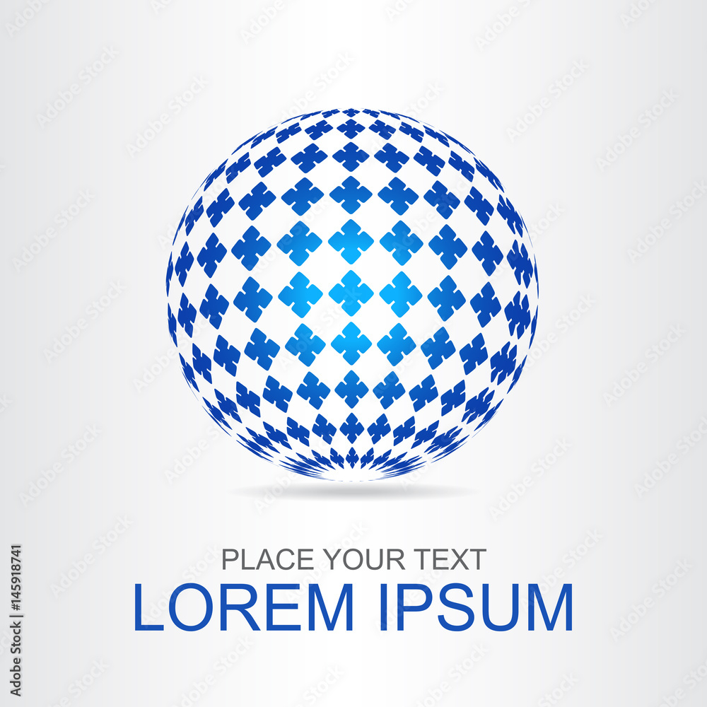 Logo stylized spherical surface with abstract shapes Logo stylized spherical surface with abstract shapes