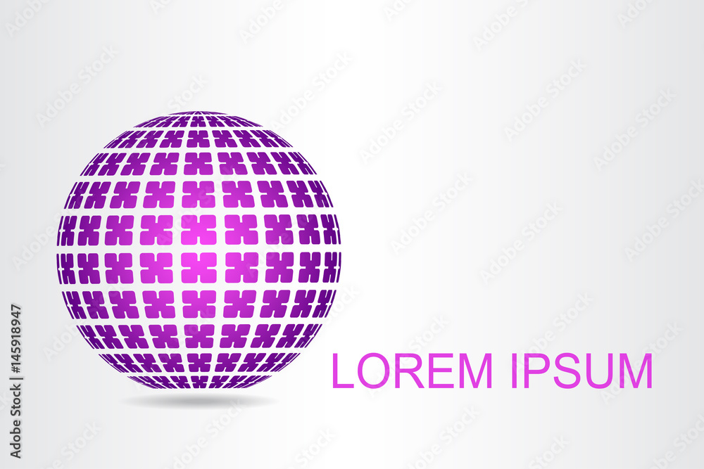 Logo stylized spherical surface with abstract shapes