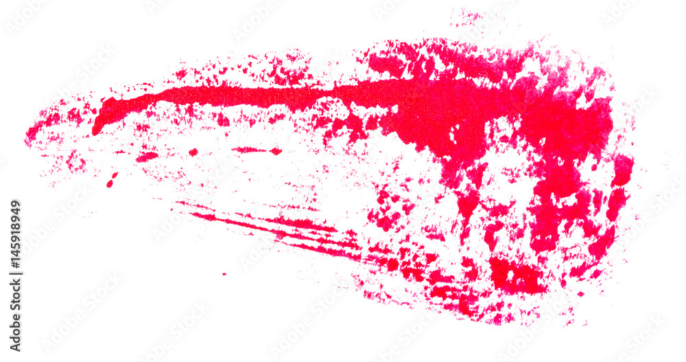 Stain of oil red paint on white background