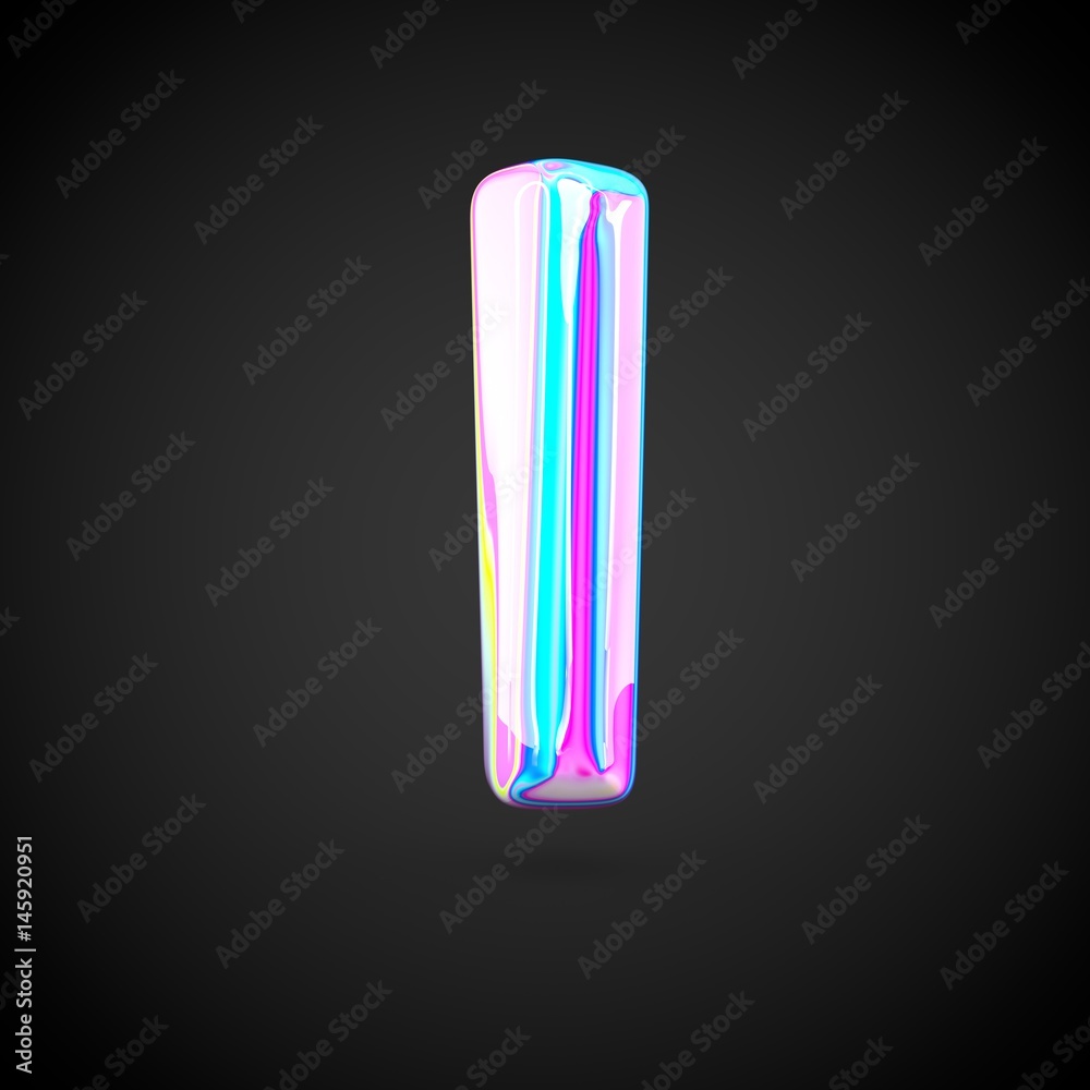 Glossy holographic alphabet letter I uppercase isolated on black background. Glossy holographic alphabet letter I uppercase isolated on black background.