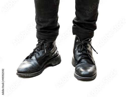 black boots on white background