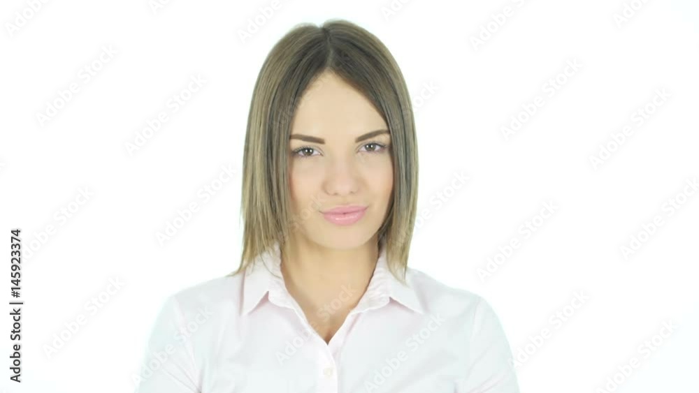 Shaking Head, No by Beautiful Woman, White Background Shaking Head, No by Beautiful Woman, White Background