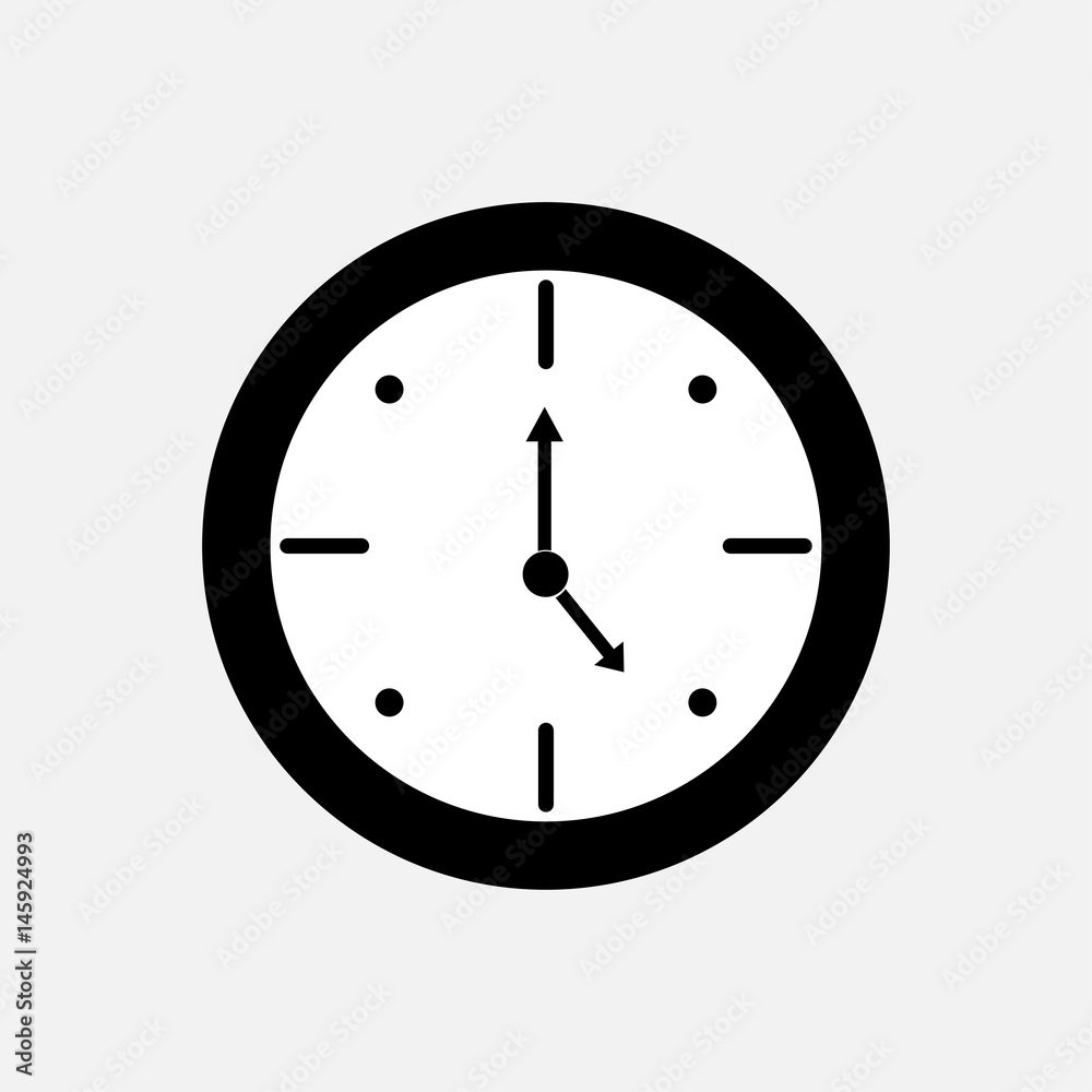 Clock, time shows, on the background. Vector Clock, time shows, on the background. Vector