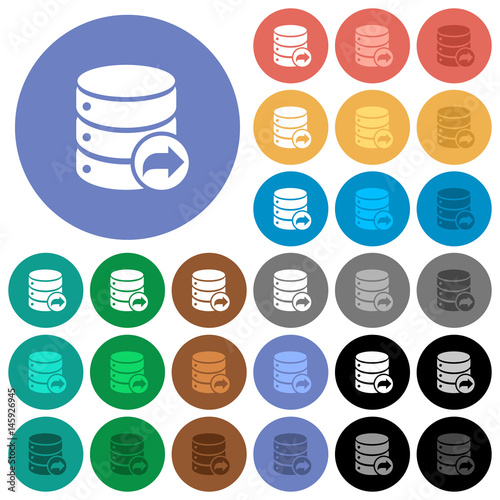 Database transaction commit round flat multi colored icons