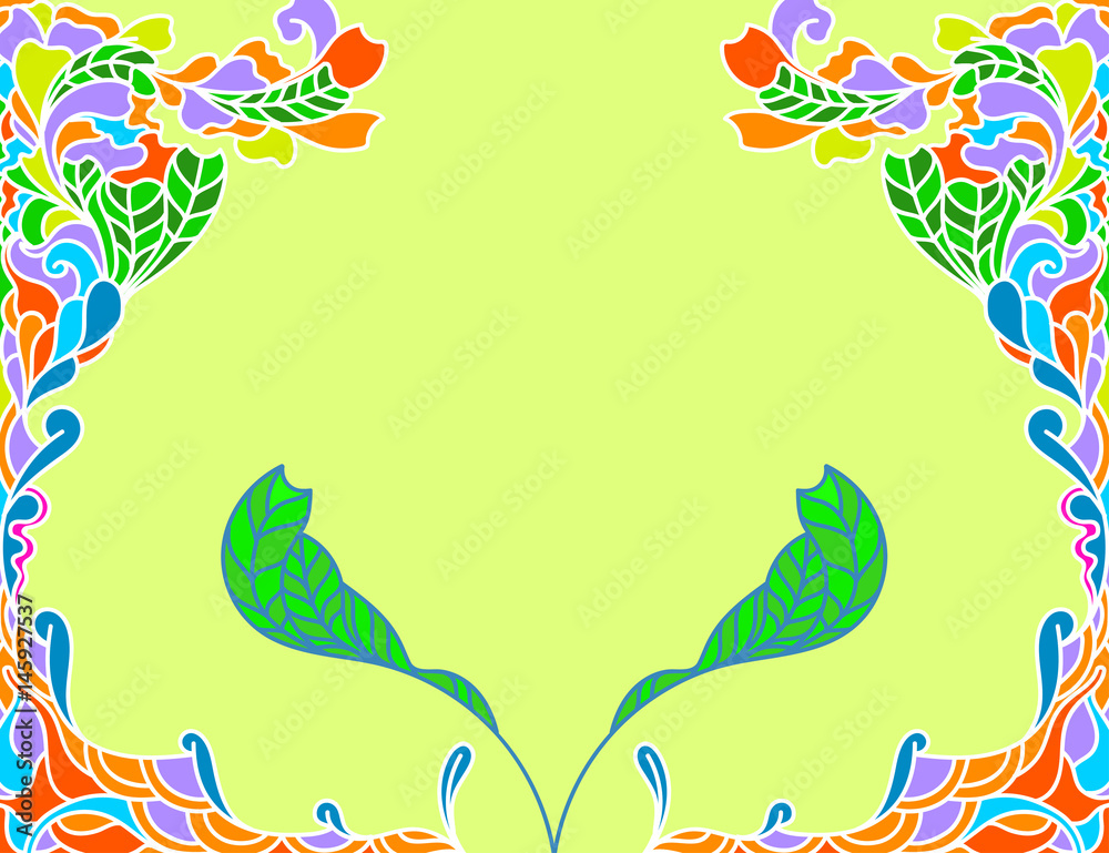 Floral art doodle style vector abstract background
