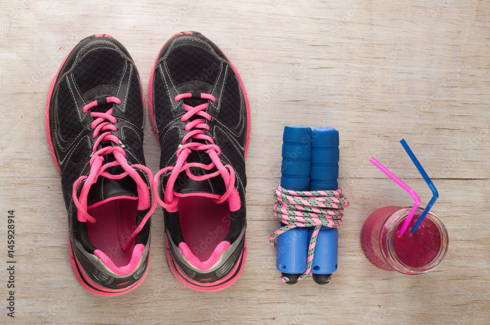 Sport equipment on floor