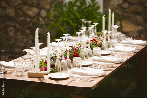 Luxury table for a wedding decorated with flowers