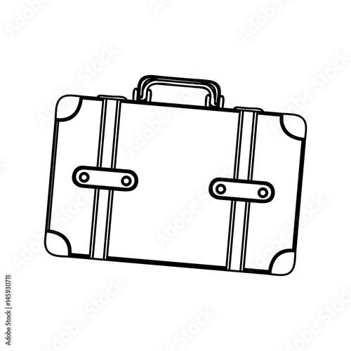 monochrome silhouette of suitcase with handle vector illustration